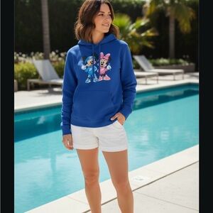 The Blue sweatshirt with Mickey and Minnie size Medium